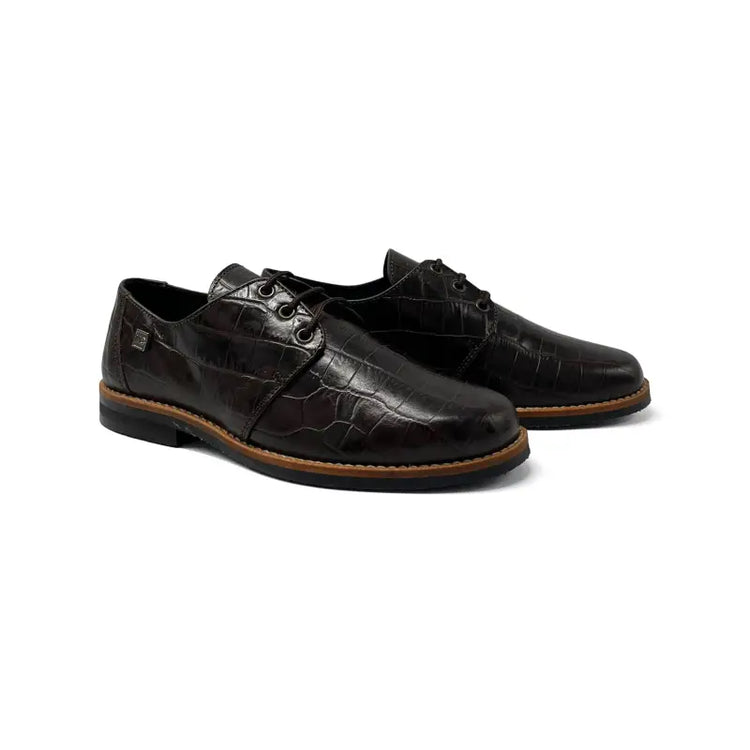 Maria catalan brown crocodile lace shoe 405505 - girls
