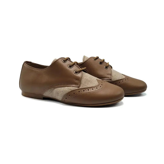 Maria Catalan Camel Linen Lace Oxford