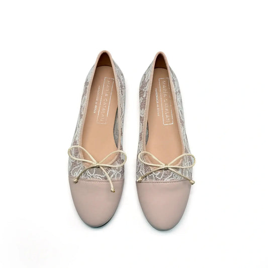 Maria catalan mauve pink lace ballet flats fast shipping
