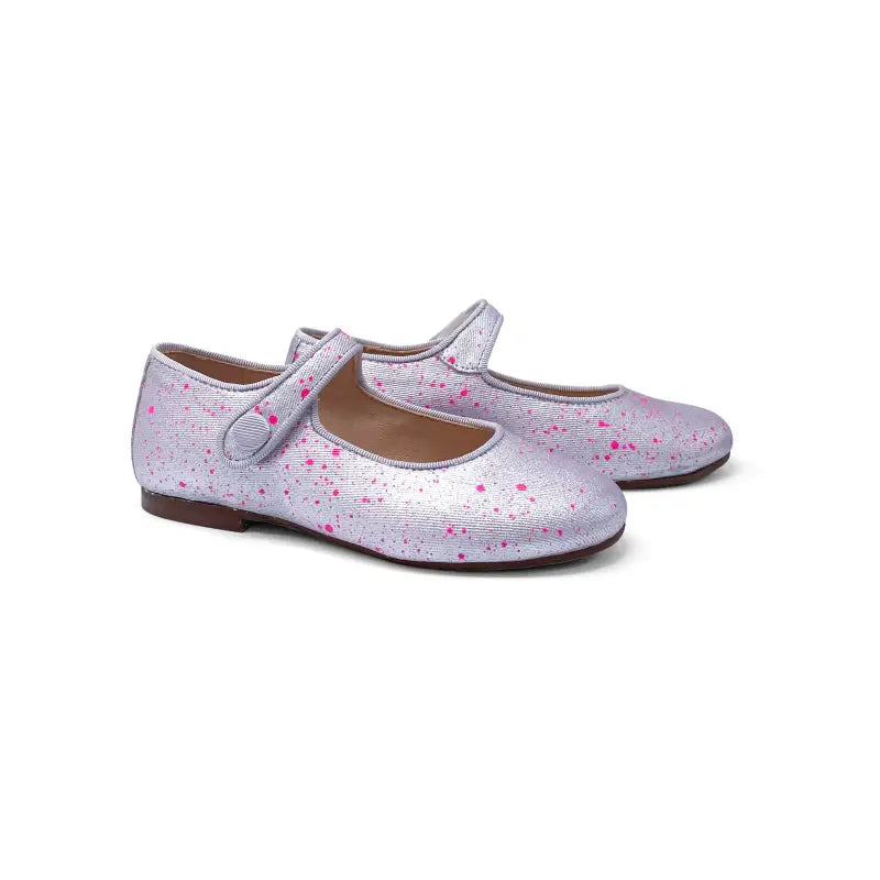 Maria catalan splashed fuchsia silver mary jane 380609 - girls