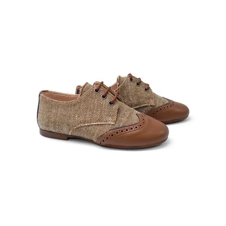 Maria catalan tobacco tweed wingtip lace up oxford 505709 - boys