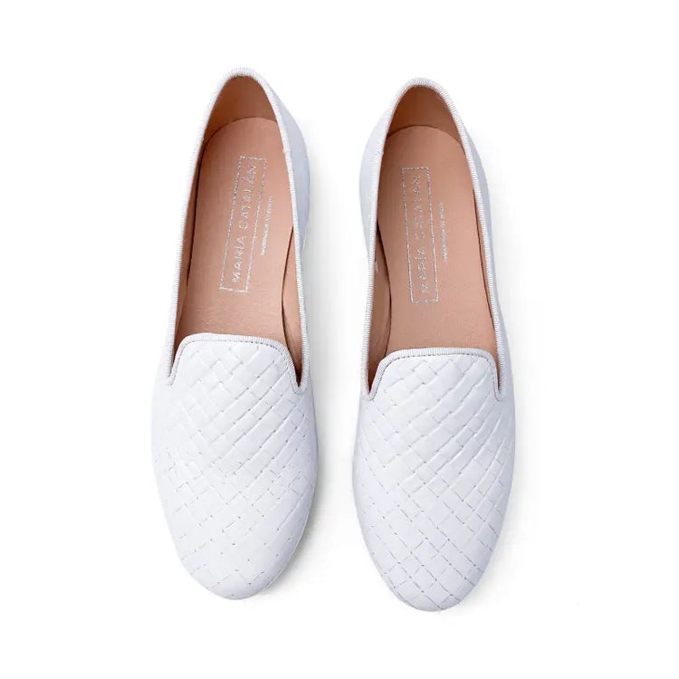 Maria catalan white basket weave slip on 505717 - girls