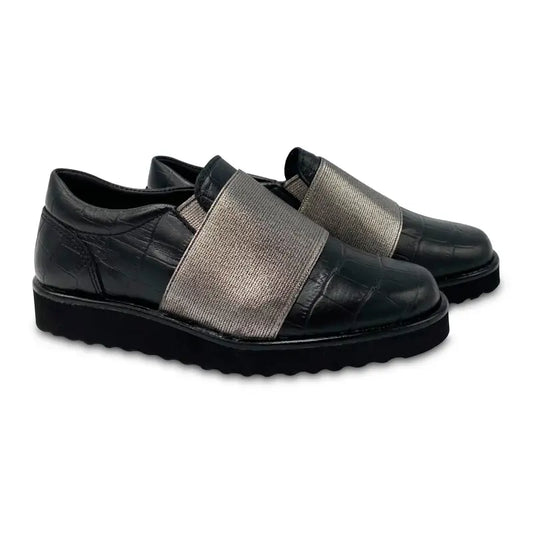 Maria catlan black pewter platform slip on 505905 - girls