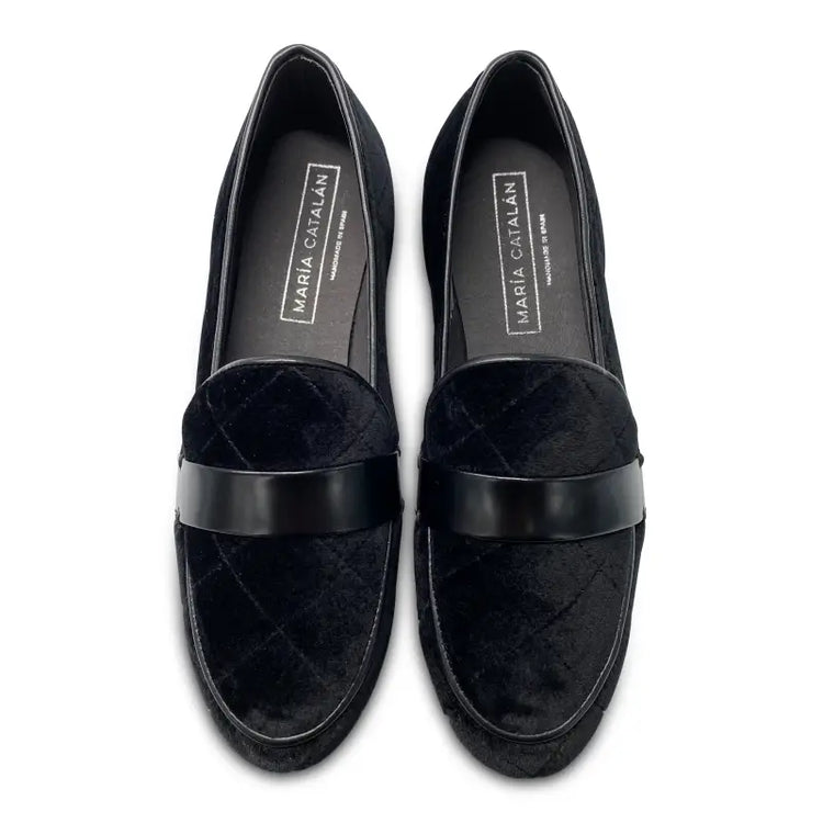 Maria catlan black velvet quilted slip on 505715 - girls