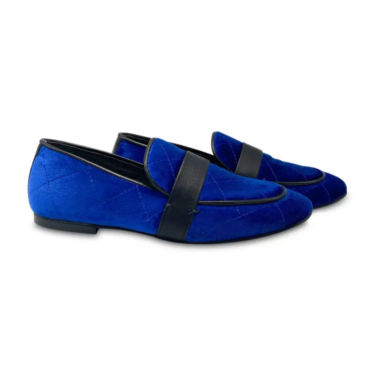Maria catlan cobolt blue velvet quilt slip on 505715 - girls