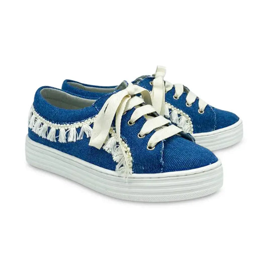 Maria catlan denim tassel lace sneaker 500909 - girls