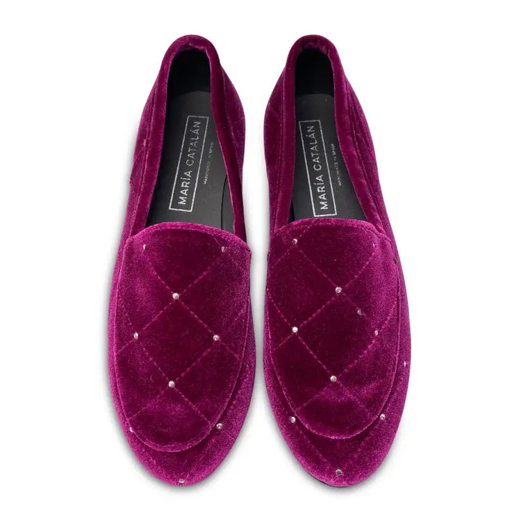 Maria catlan smokin fuschia velvet stud slip on - girls