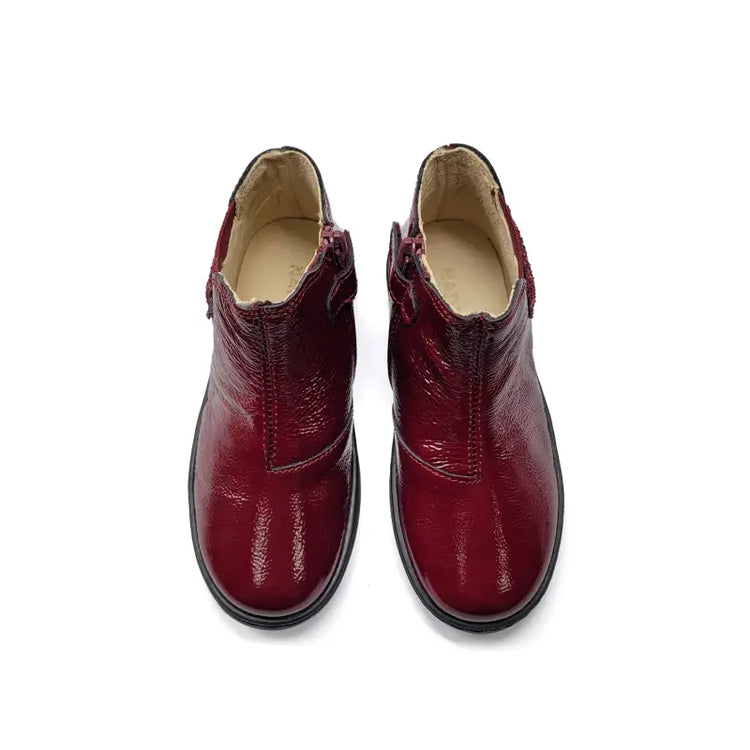 Naturino glarny burgundy patent heart bootie boots