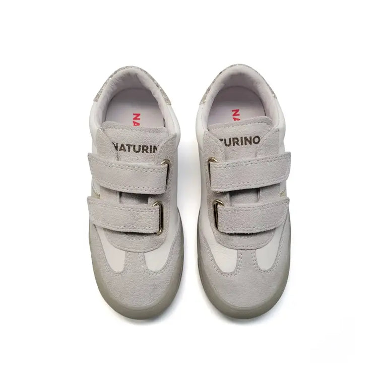 Naturino Riby White Grey Suede Velcro Sneaker