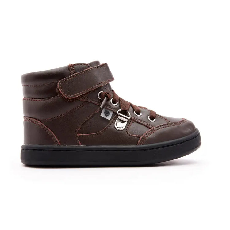 Oldsoles chocolate brown velcro hi top sneaker 6110 - boys