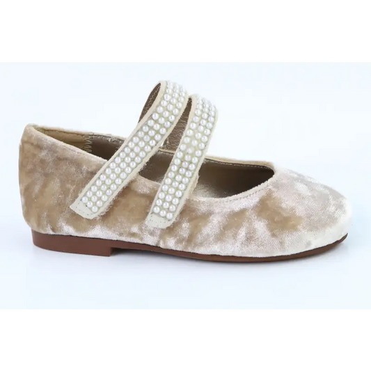 Papanatas beige velvet double strap 6929x - mary jane