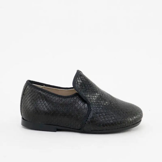 Papanatas black snakeskin slip on loafer 6957 - boys