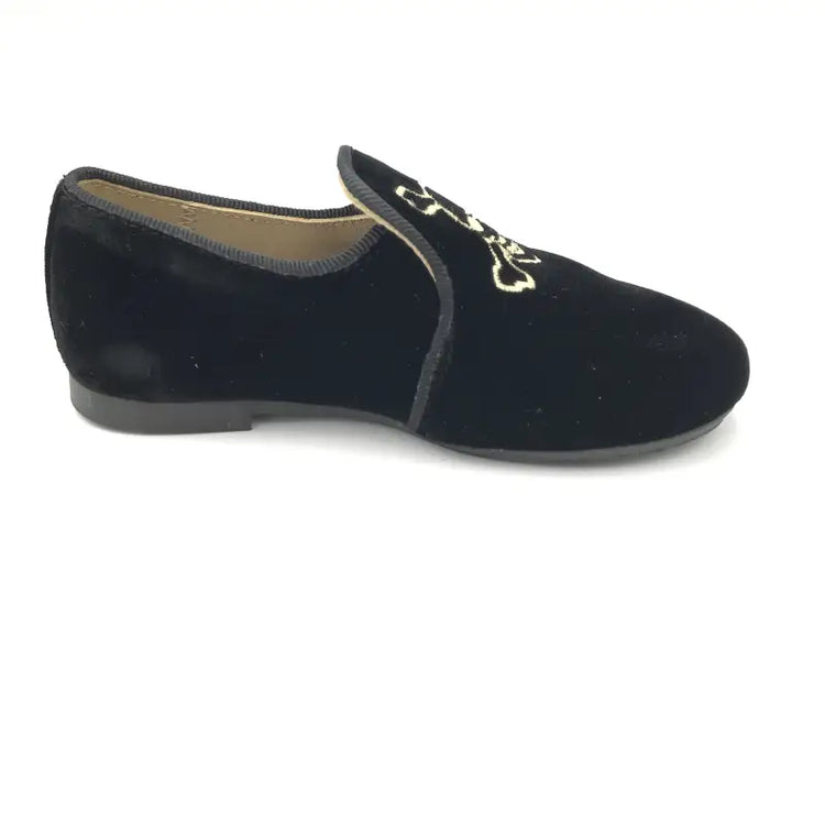 Papanatas black velvet skull embroidered smoking slip on 6957z - boys