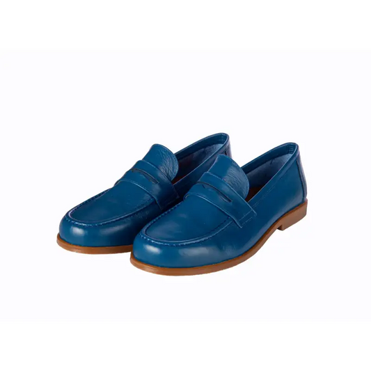Papanatas blue leather loafer 7040 - boys