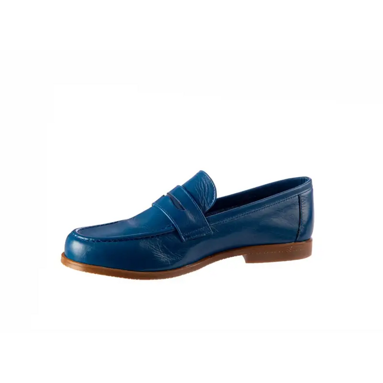 Papanatas blue leather loafer 7040 - boys