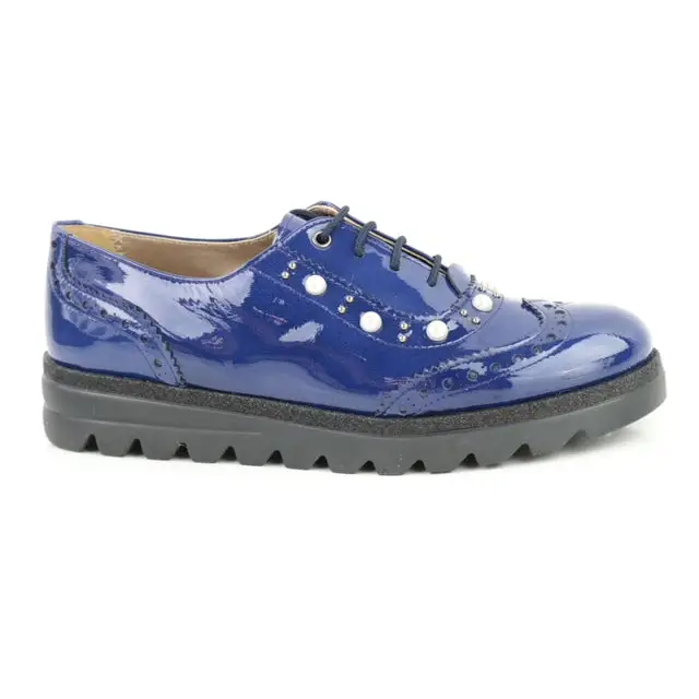 Papanatas blue patent leather pearl oxford 4471x - lace up