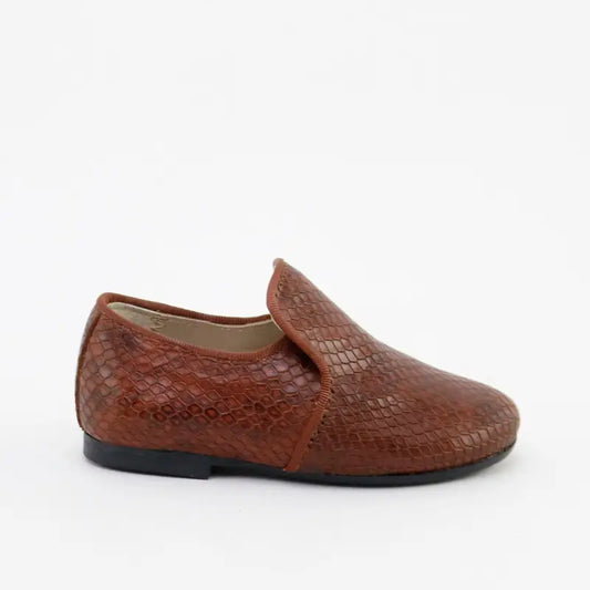 Papanatas brown snakeskin slip on loafer 6957z - boys