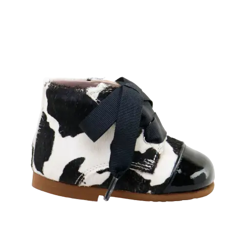 papanatas-cow-print-lace-up-bootie-first-walker
