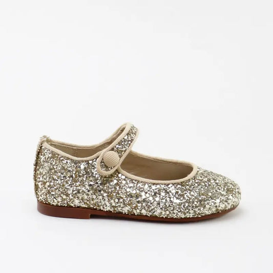 Papanatas gold glitter mary jane - girls