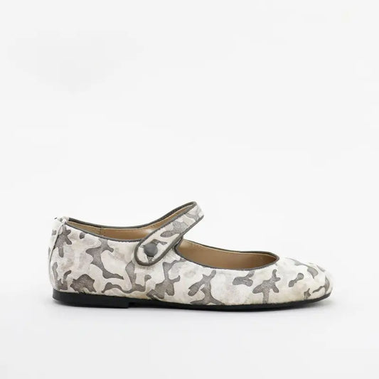 Papanatas grey camouflage velvet mary jane 40001ab - girls