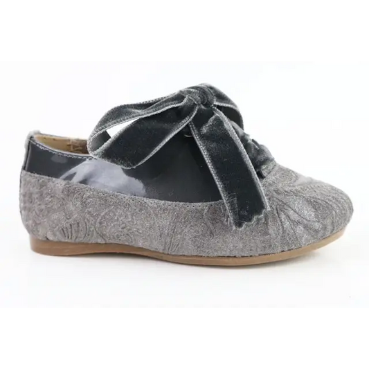 Papanatas grey print leather lace shoe 0170x - up dress