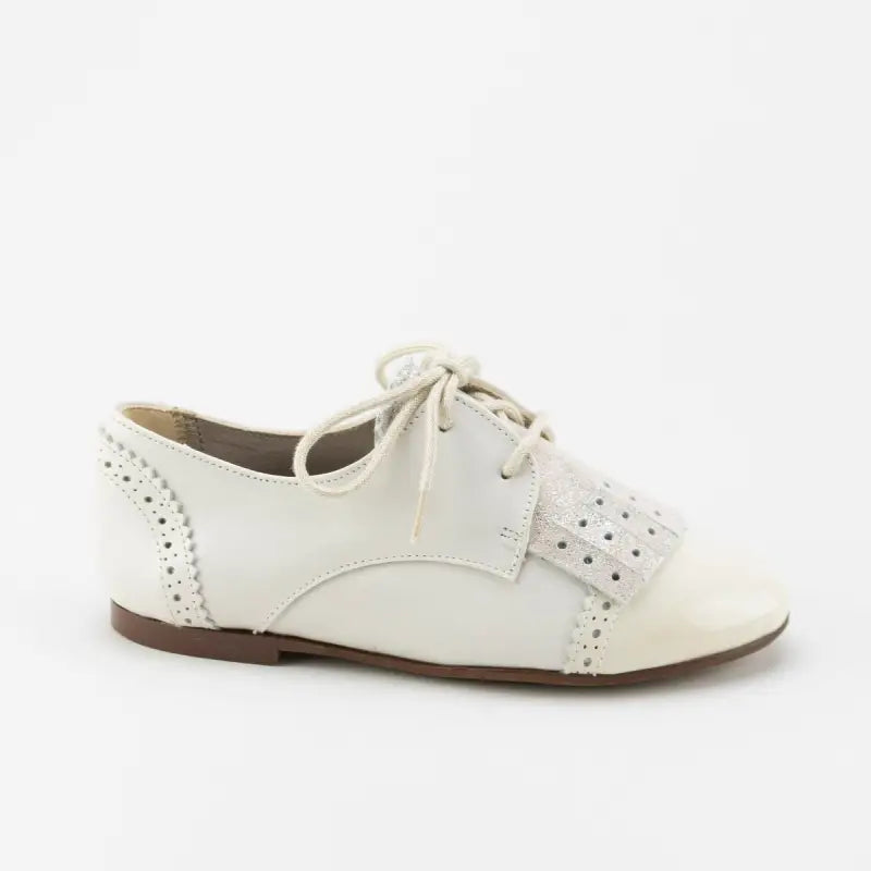 Ivory Leather Metallic Fringe Oxford Shoes 34 Ivory Leather Metallic Fringe Oxford Shoes 34