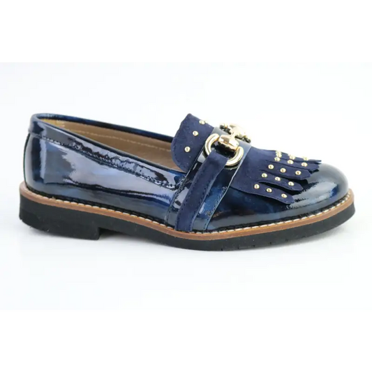 Papanatas navy marble & gold fringe slip on 4466x