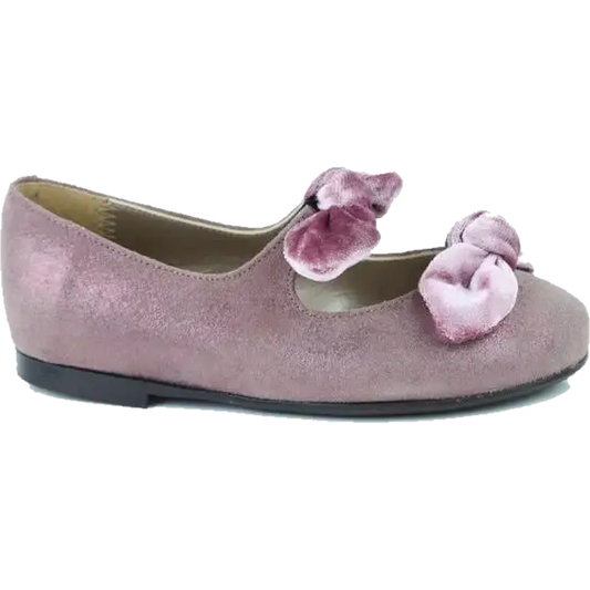 Papanatas purple pale leather double bow slip on 6927x