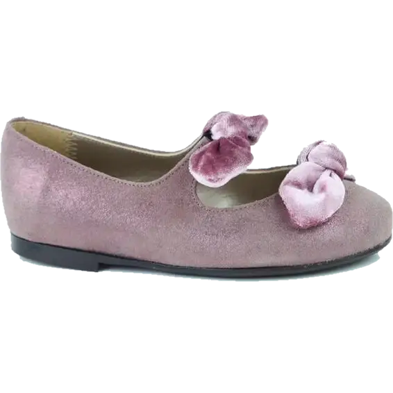 Papanatas purple pale leather double bow slip on 6927x
