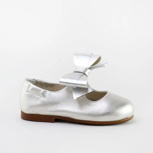 Papanatas silver leather bow ballet 44003aa - girls