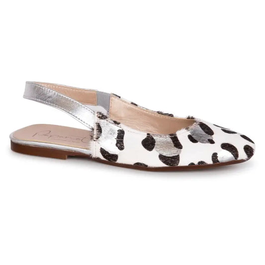 Papanatas silver leopard pony hair pointy-toe slingback 48005 - girls