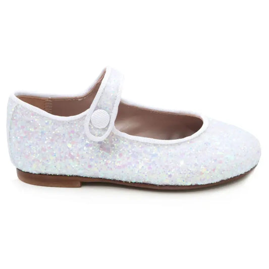 Papanatas white glitter mary jane 6315aa - girls