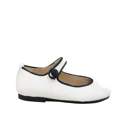 Papanatas white velvet mary jane 6315z - girls