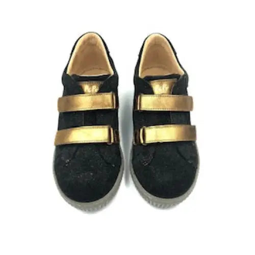 Pepe’ black suede bronze double velcro sneaker 01614 - boys