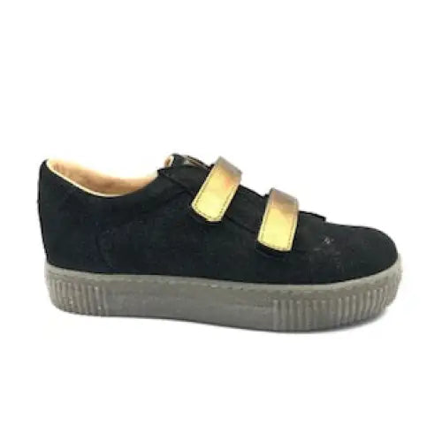 Pepe’ black suede bronze double velcro sneaker 01614 - boys