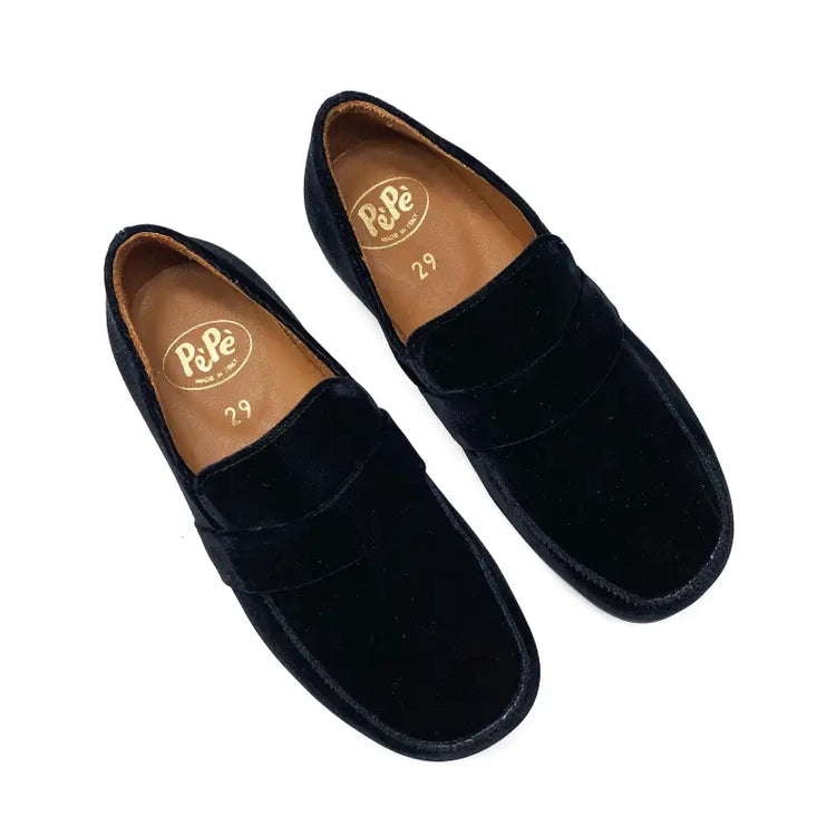 Pepe’ black velvet slip on penny loafer 1500 - unisex