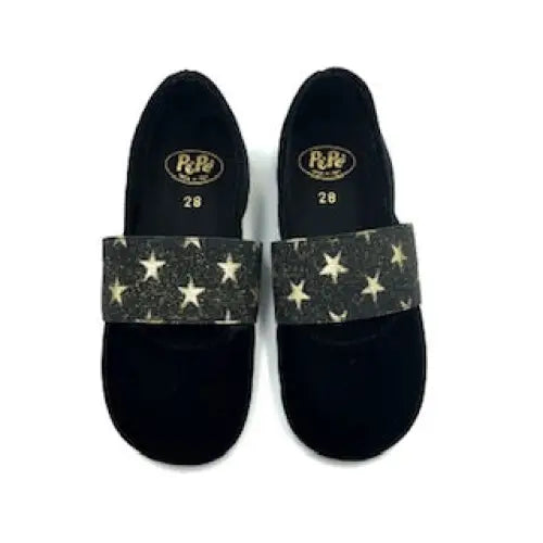Pepe’ black velvet star elastic slip on 288 - girls