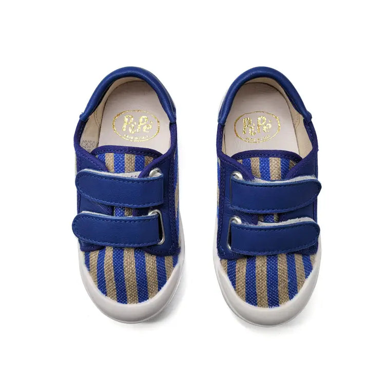 Pepe blue stripe velcro sneaker 075 - girls