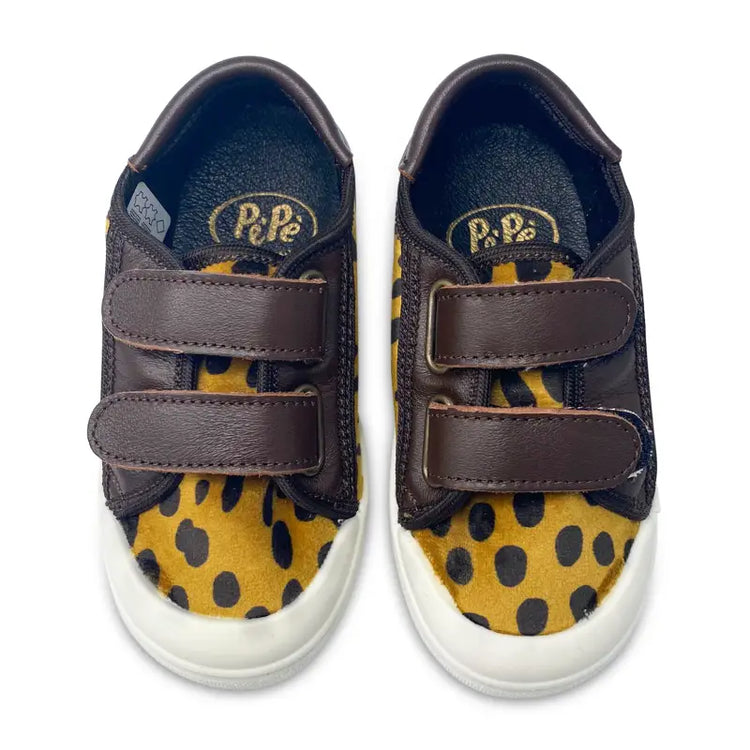 Pepe’ dark brown congo mustard velvet velcro sneaker 075 - sneakers
