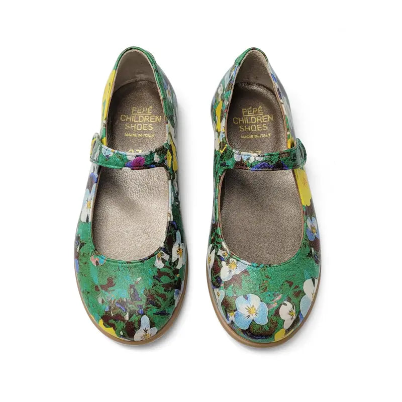 Pepe green yellow floral mary jane 3200au - girls