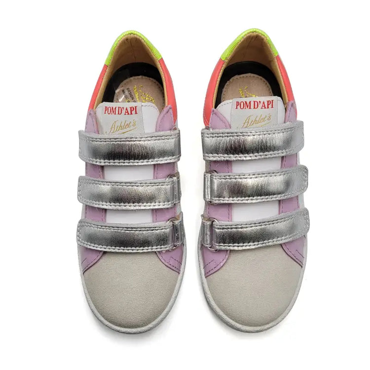 Pom D’Api Top White Glitter Velcro Sneaker - GIRLS