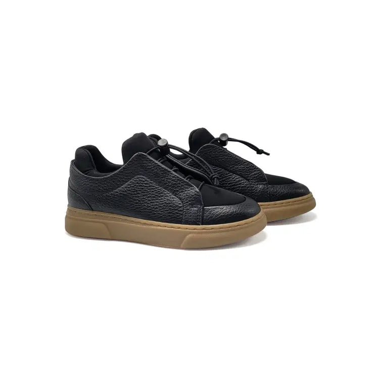 Porte black leather no tie sneaker 21698 - boys