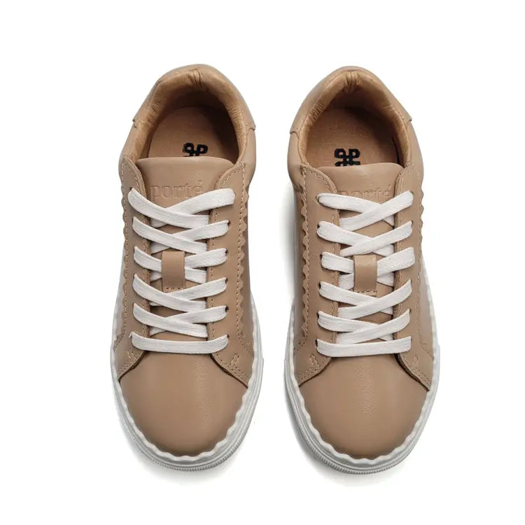 Porte charlotte nude scallop lace sneaker - girls