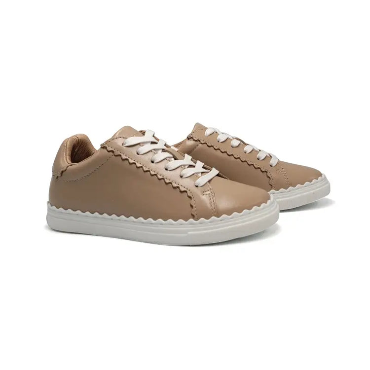Porte charlotte nude scallop lace sneaker - girls