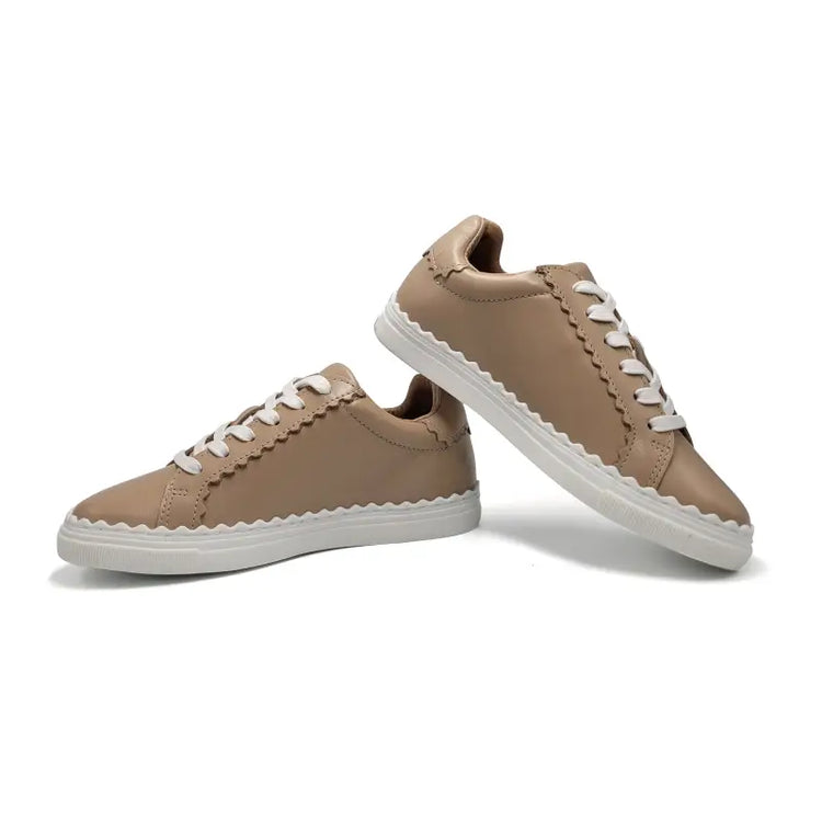 Porte charlotte nude scallop lace sneaker - girls