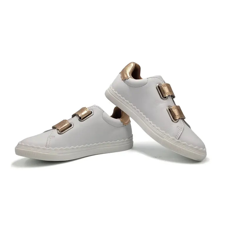 Porte chuck white pink velcro sneaker - girls