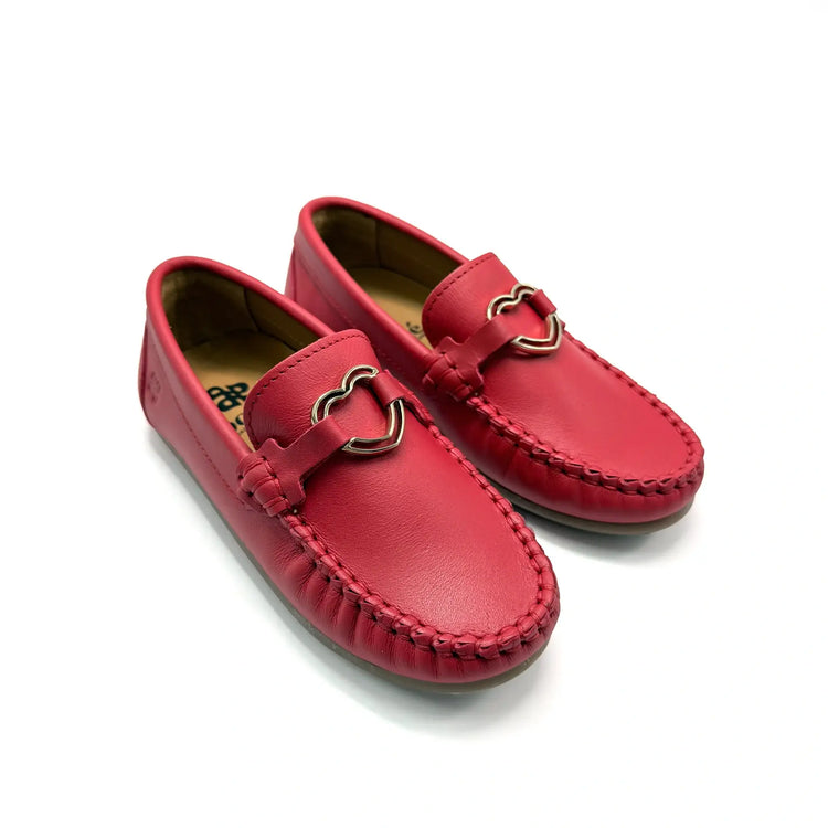 Deep red heart embellished loafer premium leather fast shipping