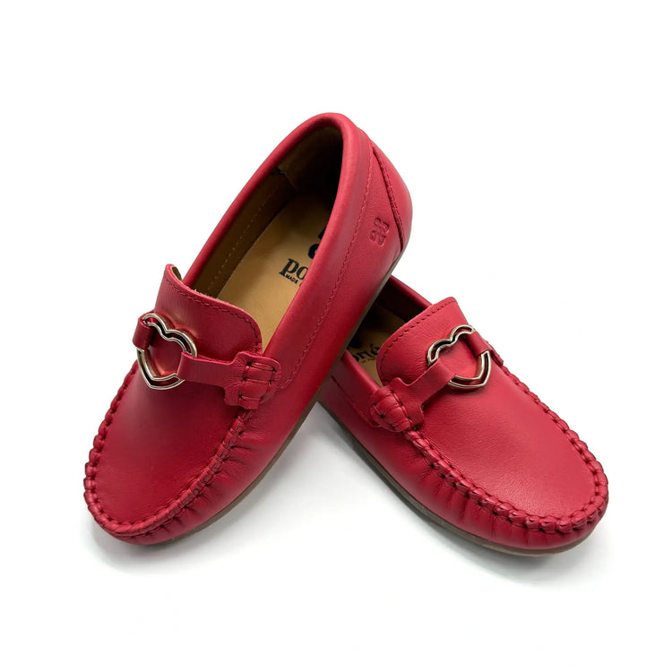 Deep red heart embellished loafer premium leather fast shipping