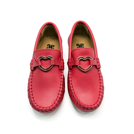 Deep red heart embellished loafer premium leather fast shipping