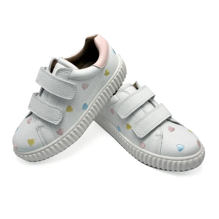 Porte multi hearts velcro sneaker white leather fast shipping